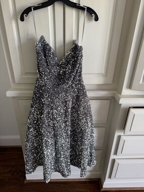 Abyss By Abby Silver Sequin Prom Dress